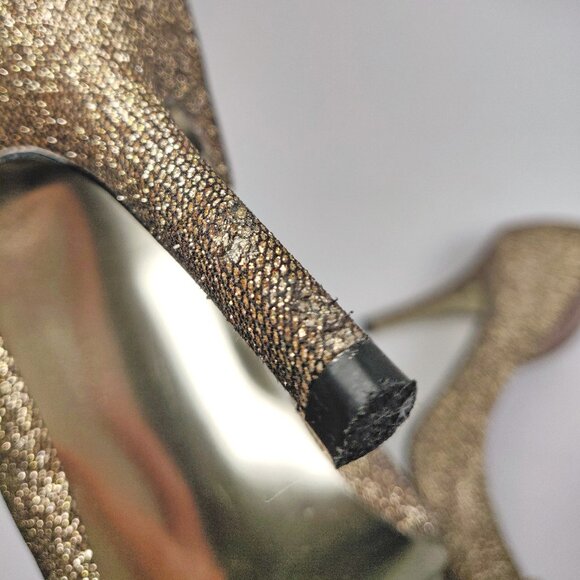 Festive Betsey Johnson Metallic Gold Glitter Jezzy D'orsay Heels Dress Pump - Picture 11 of 13